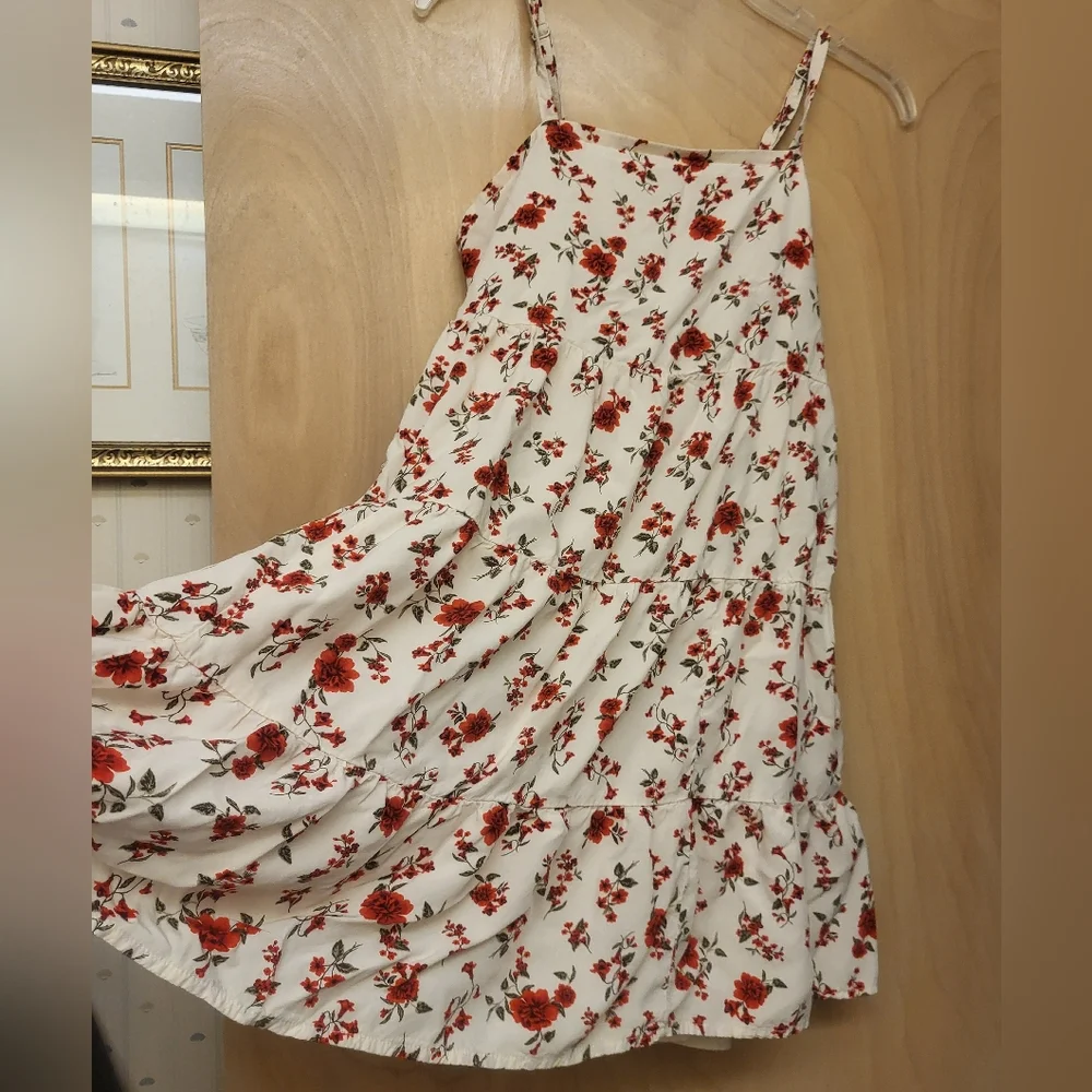 Old Navy | Dresses | White Red Rose Tiered Tank Dress Old Navy Sz S |  Poshmark